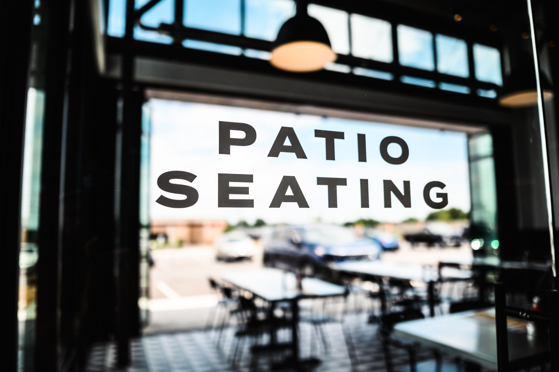 Society Burger — patio seating detail